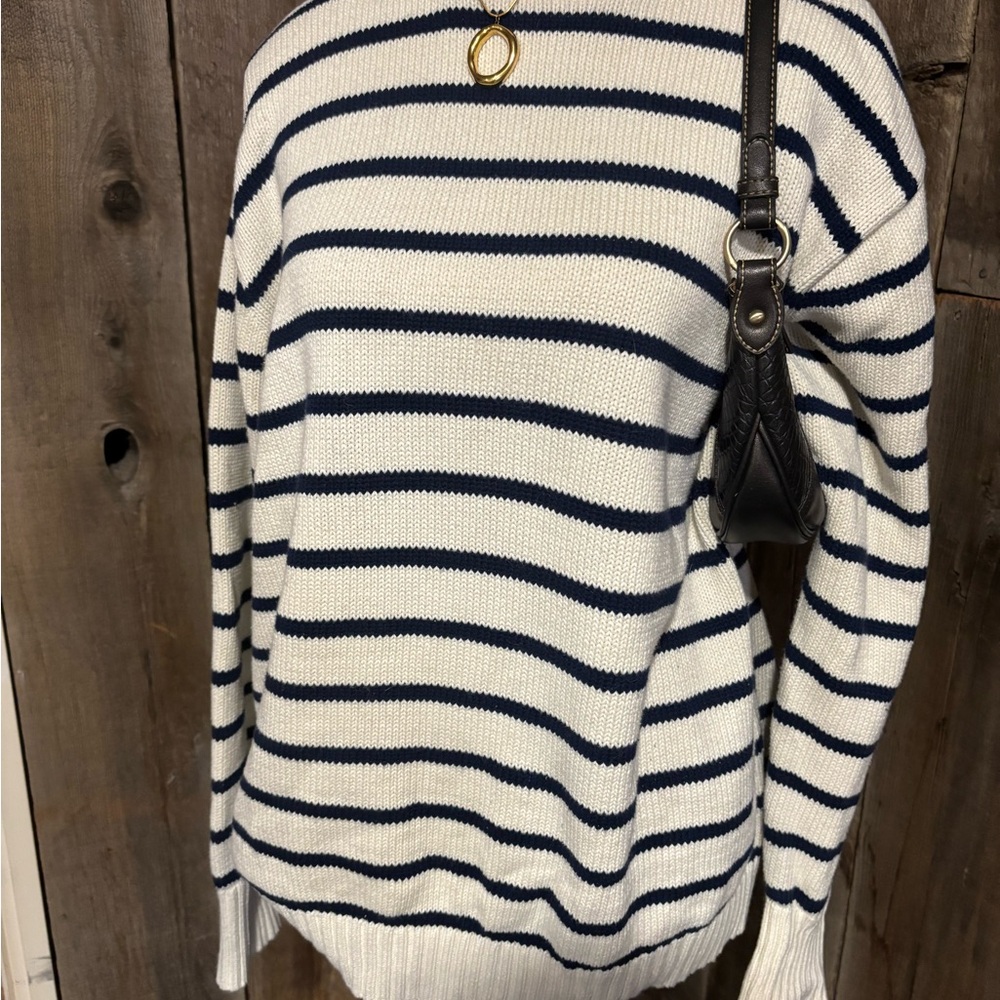Striped Navy and White Women's Sweater